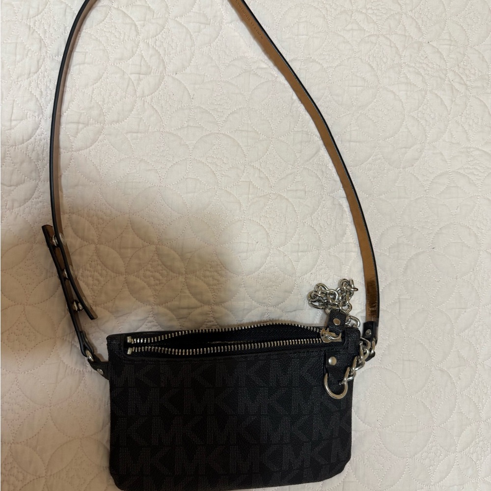 Michael Kors Black and Tan Mini Belt Bag